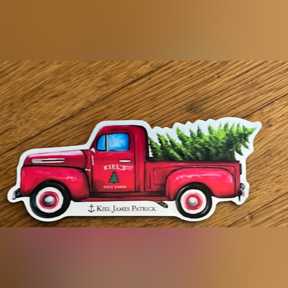 New Kiel James Patrick Red Truck Christmas Sticker